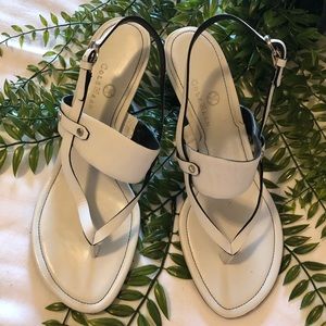 White heeled sandals